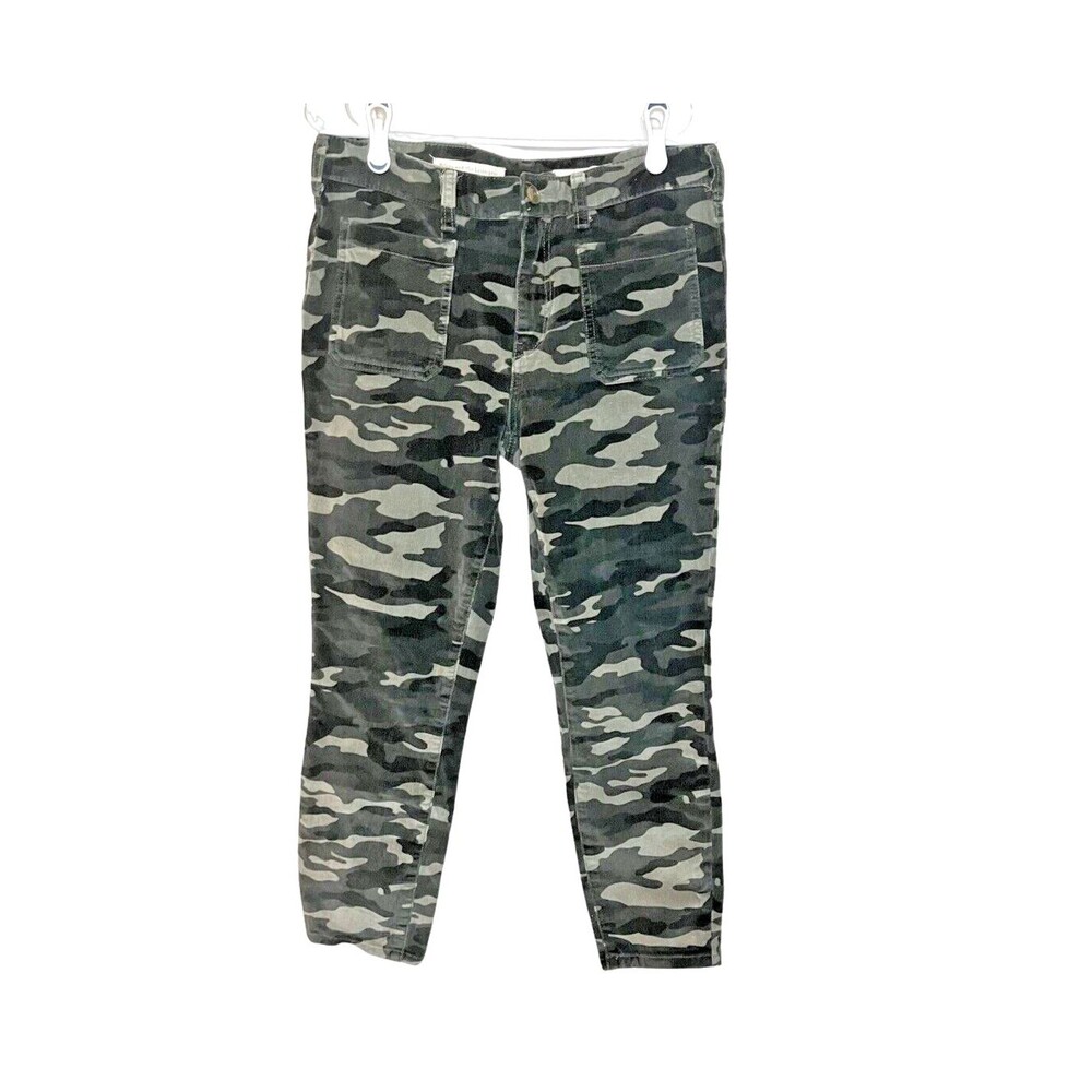 Pilcro Anthropologie High Rise Skinny Jeans Corduroy Camo Green Women 30 Petite
